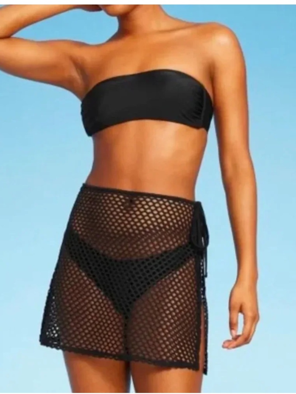 Black Crochet Bikini Coverup / Mini Skirt